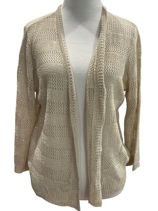 Charter Club Sweaters - Charter Club Open Front Sheer Cardigan PL Beige Boho Festival Cottagecore Indie